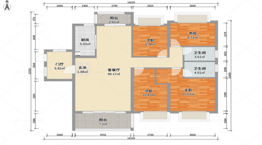 Case Study of 140 square meters with four bedrooms one living room and one dining room